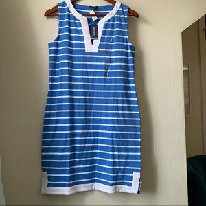 NWT Nautica Sleeveless v-neck tunic dress blue and white Small